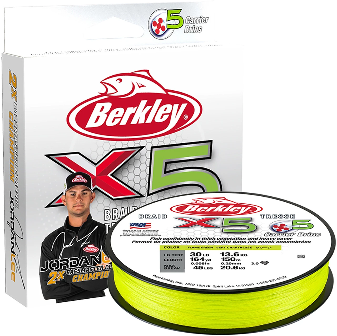 Berkley Jordan Lee X5 Braided Line - Flame Green 1 Berkley Jordan Lee X5 Braided Line - Flame Green