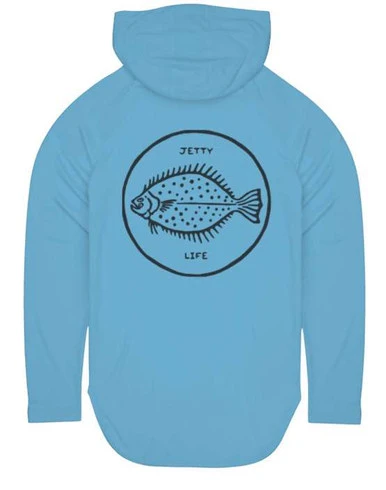 Jetty Flounder UV Hoodie - Light Blue - Medium 1 Jetty Flounder UV Hoodie - Light Blue - Medium