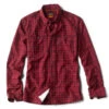 Orvis Chambray Plaid Work Shirt - Cardinal/Black - Medium